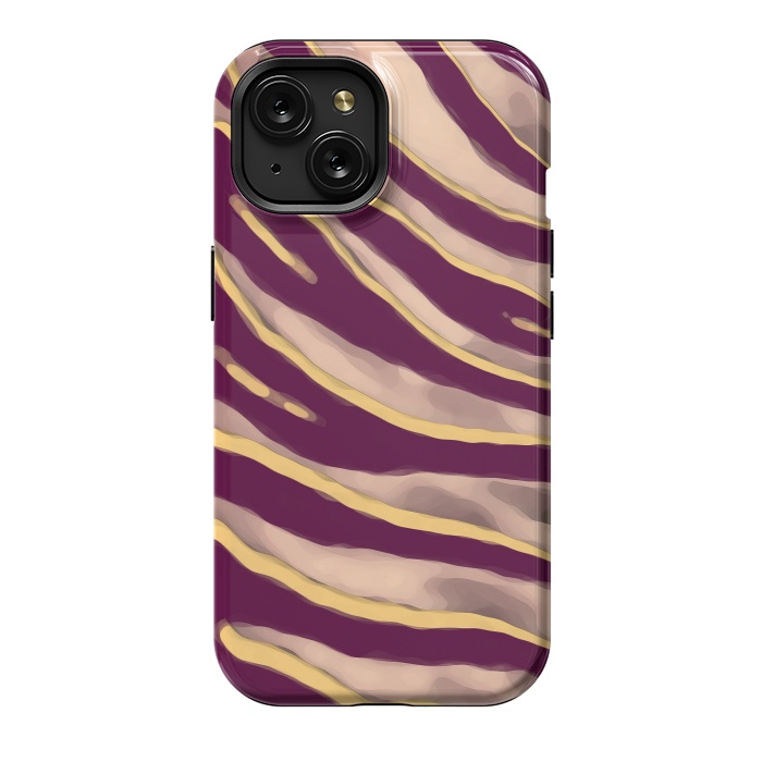 iPhone 15 StrongFit Minimal tiger print stripes brown neutral by Oana 