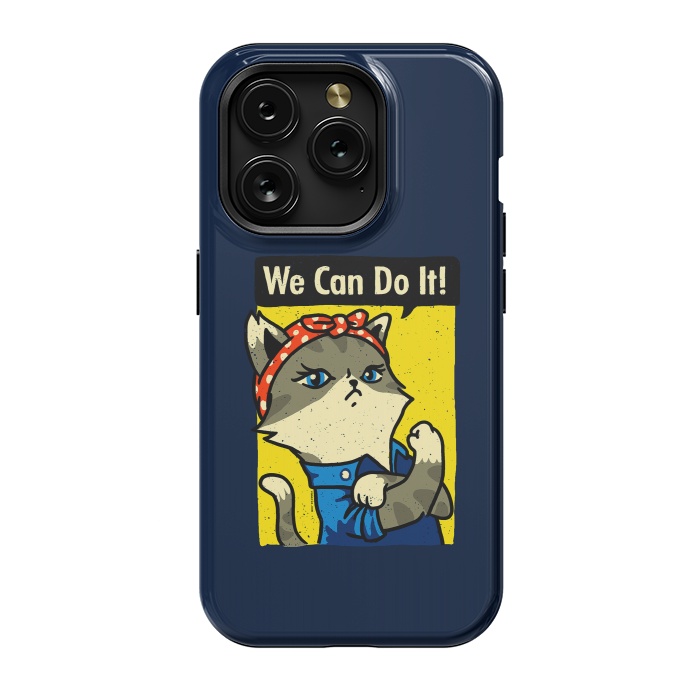 iPhone 15 Pro StrongFit Purrsist Cat We Can Do It by Vó Maria