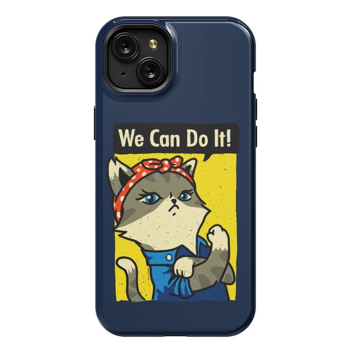 iPhone 15 Plus StrongFit Purrsist Cat We Can Do It by Vó Maria