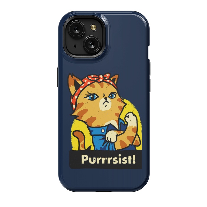 iPhone 15 StrongFit Purrsist! We Can Do It Cat Lovers by Vó Maria