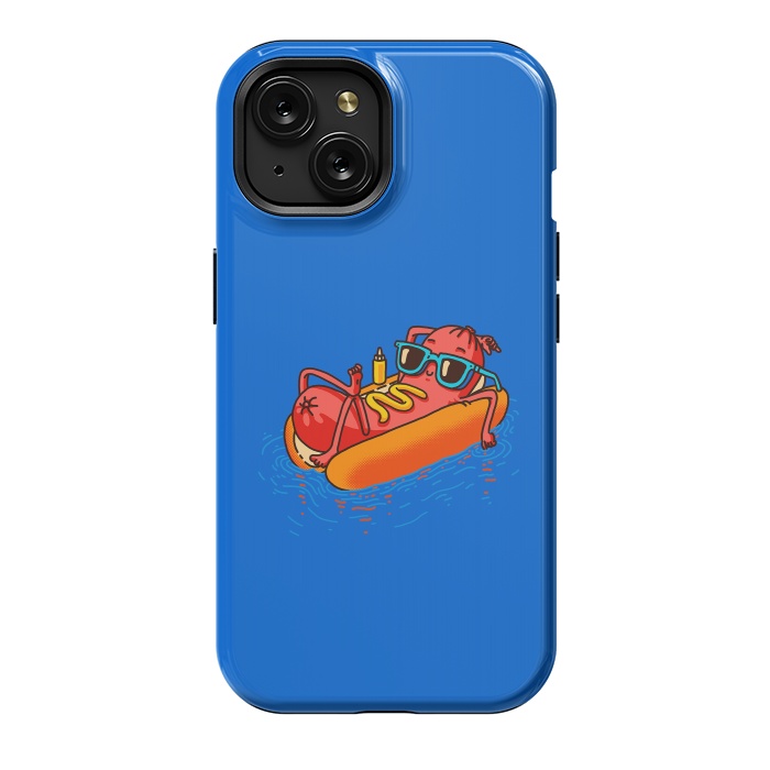 iPhone 15 StrongFit Hot Dog Summer Vacation Swimming Pool by Vó Maria