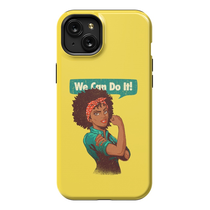 iPhone 15 Plus StrongFit We Can Do It! Black Girl Black Queen Shirt V2 by Vó Maria