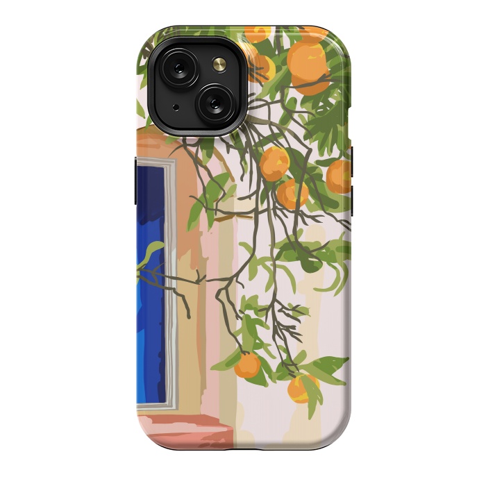 iPhone 15 StrongFit Wherever you go, go with all your heart | Summer Travel Morocco Boho Oranges | Architecture Building by Uma Prabhakar Gokhale