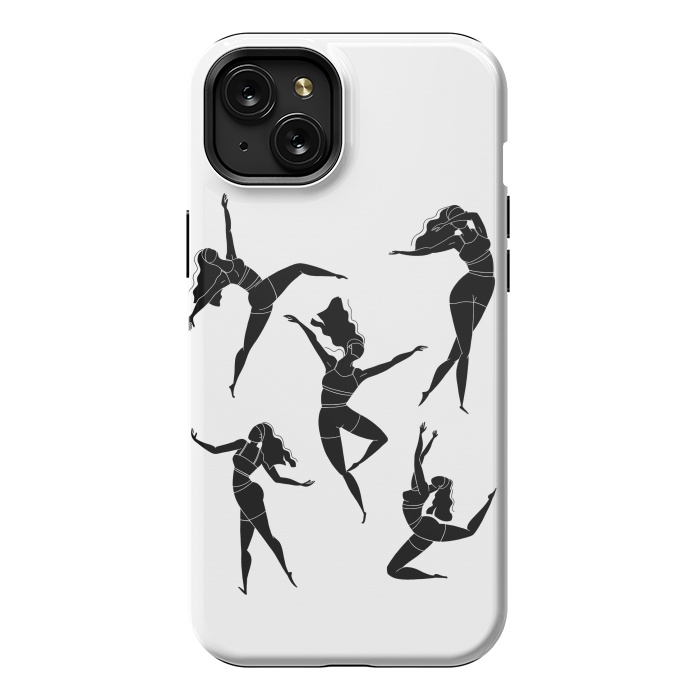 iPhone 15 Plus StrongFit Dance Girl Black and White by Jelena Obradovic