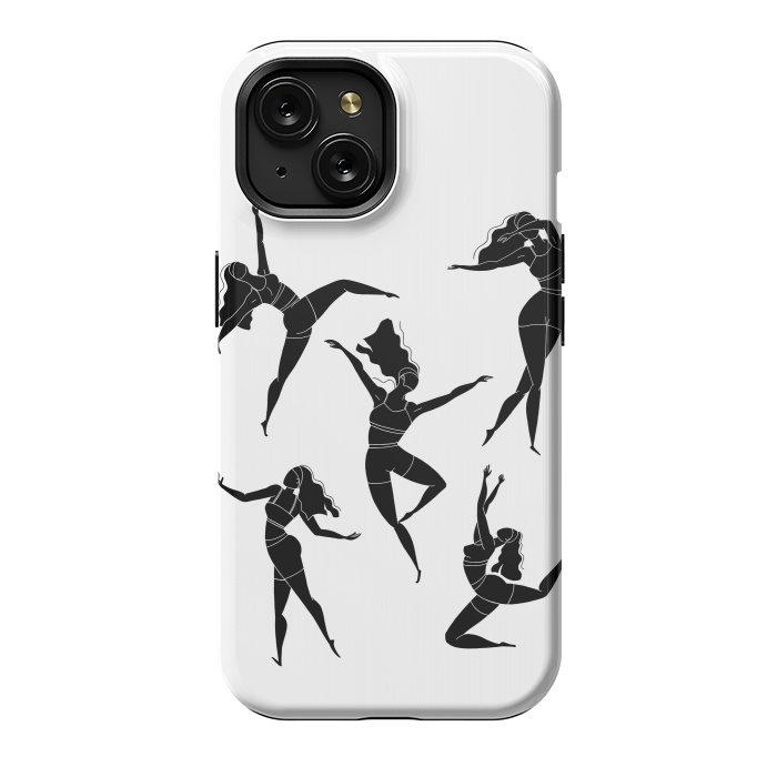 iPhone 15 StrongFit Dance Girl Black and White by Jelena Obradovic