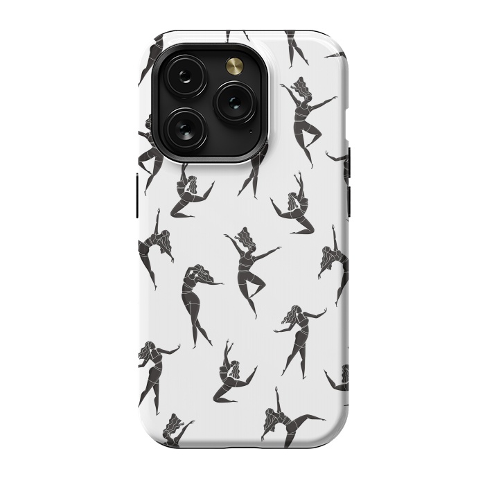 iPhone 15 Pro StrongFit Dance Girl Pattern Black and White by Jelena Obradovic