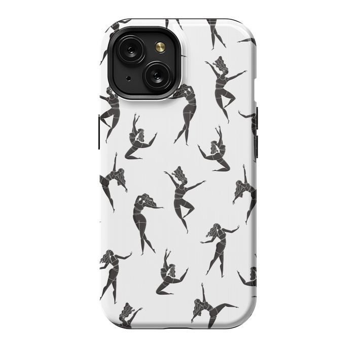 iPhone 15 StrongFit Dance Girl Pattern Black and White by Jelena Obradovic