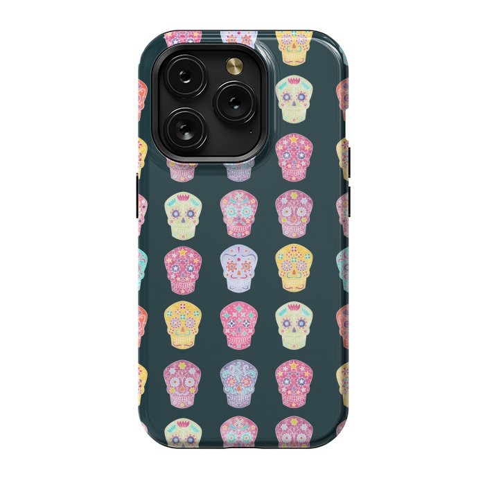 iPhone 15 Pro StrongFit Day of the Dead Mexican Sugar Skulls by Nic Squirrell