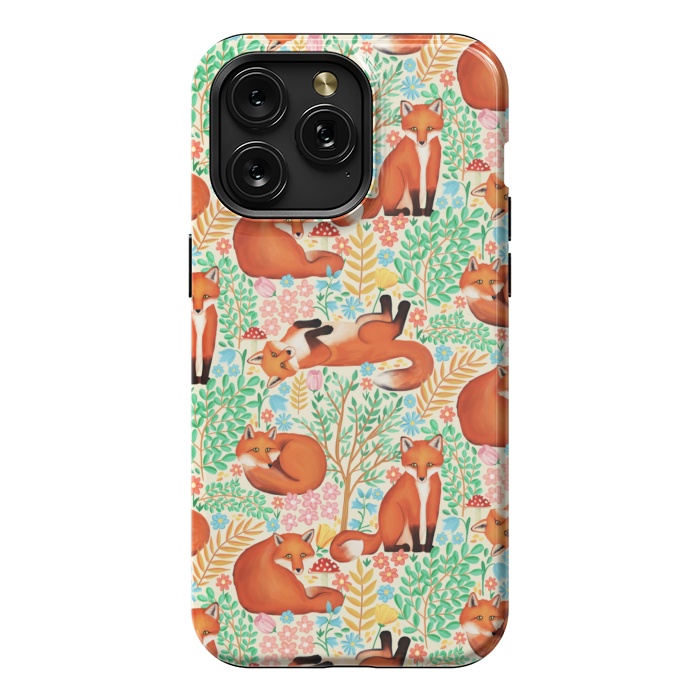 iPhone 15 Pro Max StrongFit Little Foxes in a Fantasy Forest on Cream by Tangerine-Tane