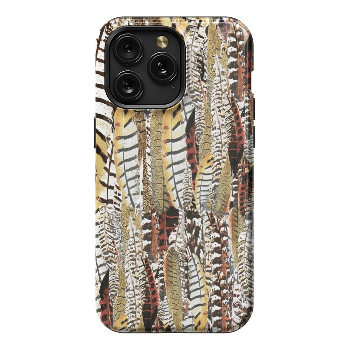 iPhone 15 Pro Max StrongFit Brown feathers vintage pattern by Oana 