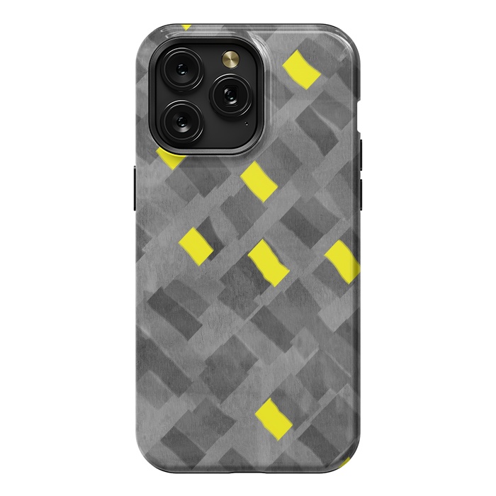 iPhone 15 Pro Max StrongFit Grey and Yellow abstracts by Josie