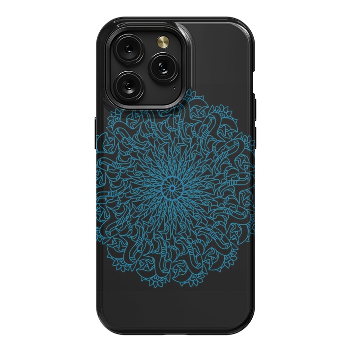iPhone 15 Pro Max StrongFit Blue floral mandalas by Josie
