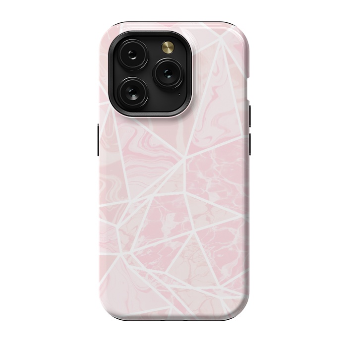 iPhone 15 Pro StrongFit Pastel candy pink marble by Oana 