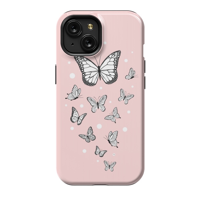 iPhone 15 StrongFit Pink Butterflies by Martina