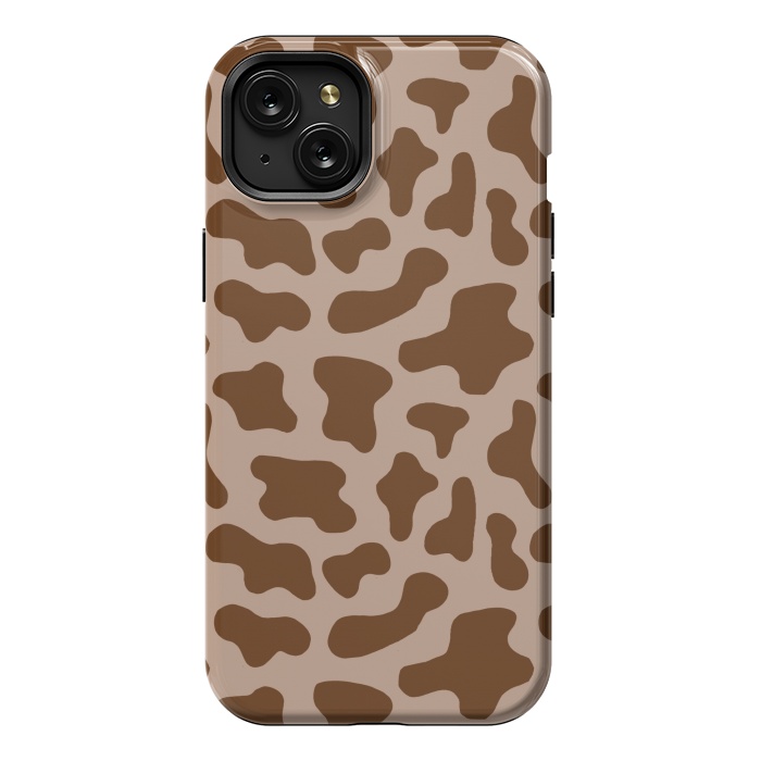 iPhone 15 Plus StrongFit Chocolate Milk Brown Cow Print by Julie Erin Designs