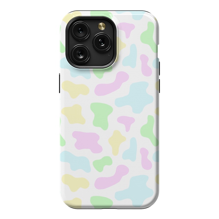 iPhone 15 Pro Max StrongFit Pastel Rainbow Cow Print by Julie Erin Designs