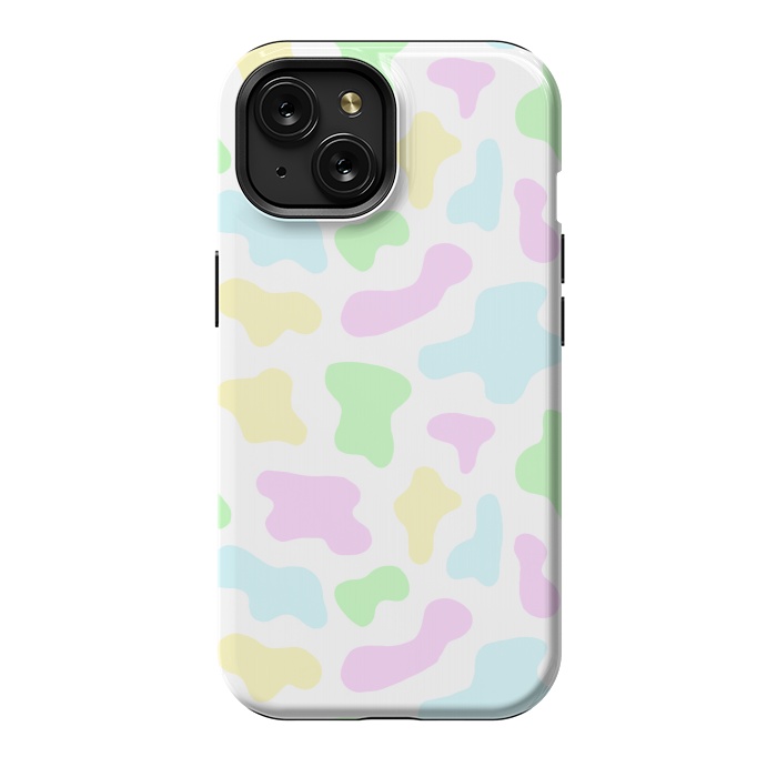 iPhone 15 StrongFit Pastel Rainbow Cow Print by Julie Erin Designs