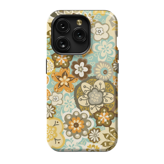 iPhone 15 Pro StrongFit Bouquet of Blooms-Blue and Orange by Paula Ohreen
