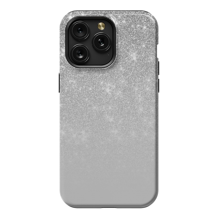iPhone 15 Pro Max StrongFit Glam Silver Glitter Grey Ombre Gradient by Julie Erin Designs