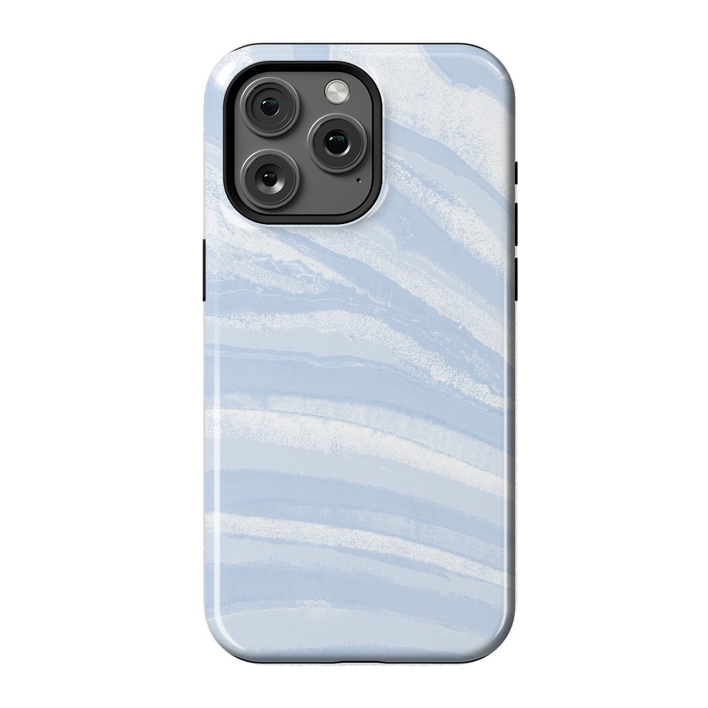 iPhone 15 Pro Max StrongFit Baby blue pastel marble stripes by Oana 