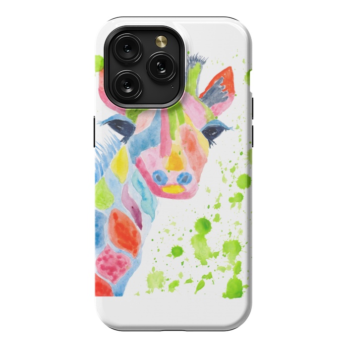 iPhone 15 Pro Max StrongFit Giraffe watercolor  by ArtKingdom7