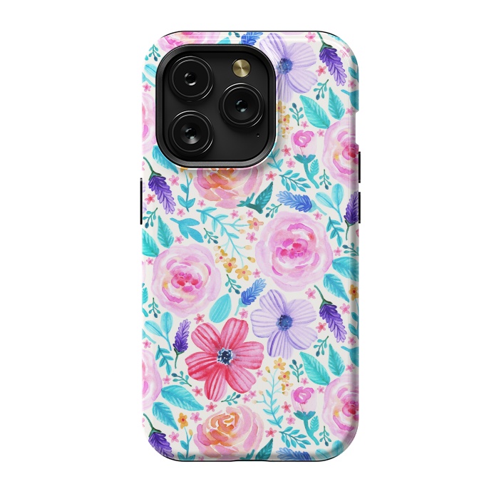 iPhone 15 Pro StrongFit Bold Blooms - Cool Colours by Tangerine-Tane