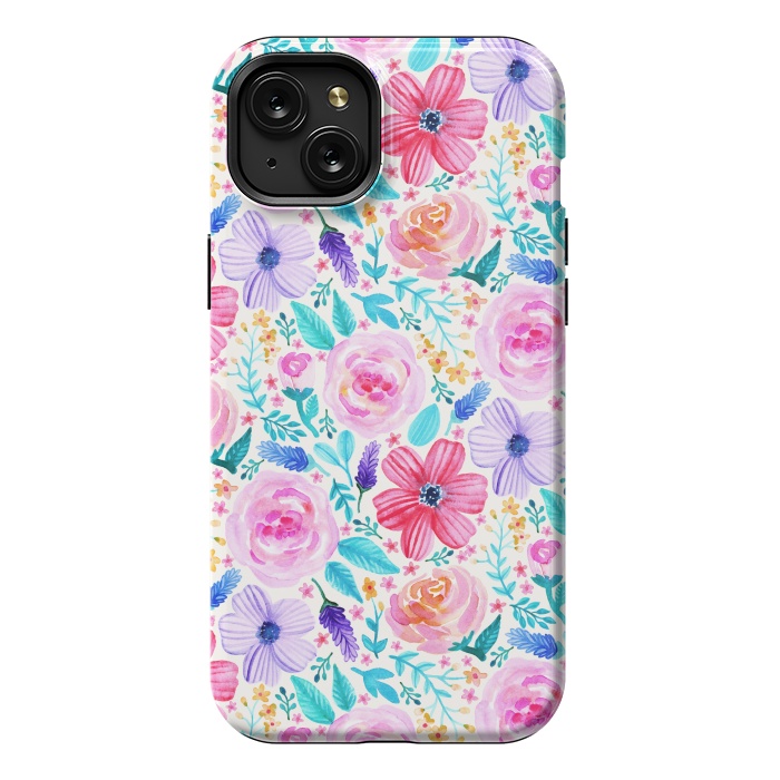 iPhone 15 Plus StrongFit Bold Blooms - Cool Colours by Tangerine-Tane