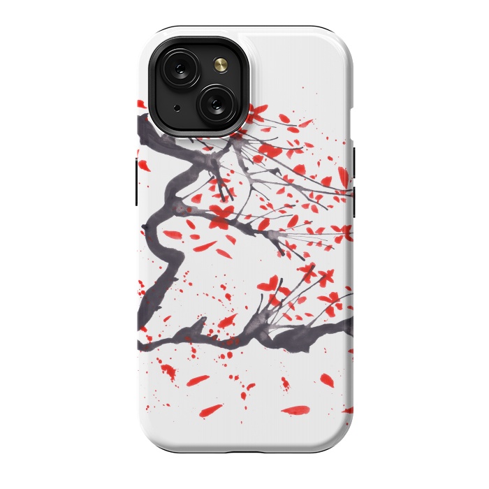 iPhone 15 StrongFit Cherry tree flowers watercolor by ArtKingdom7
