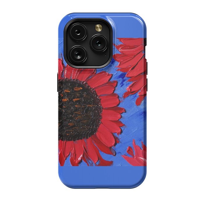 iPhone 15 Pro StrongFit Red sunflowers art by ArtKingdom7