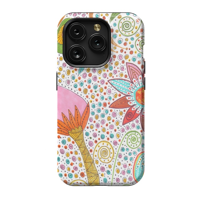 iPhone 15 Pro StrongFit Floral mandala dot art by ArtKingdom7