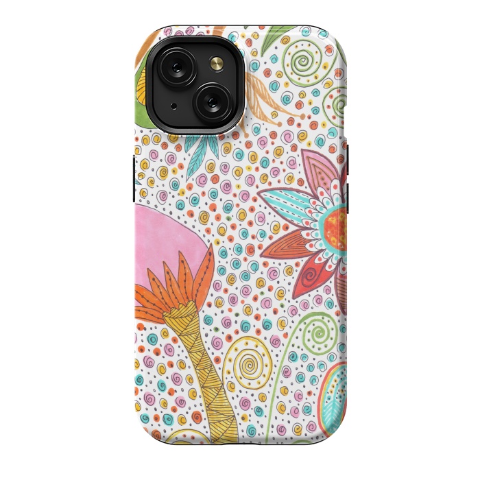 iPhone 15 StrongFit Floral mandala dot art by ArtKingdom7