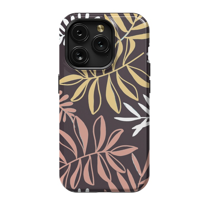 iPhone 15 Pro StrongFit Neutral modern tropical leaves by Oana 
