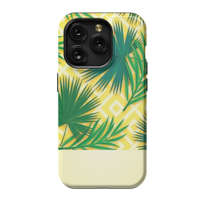 iPhone 15 Pro StrongFit GREEN YELLOW TROPICAL LOVE by MALLIKA