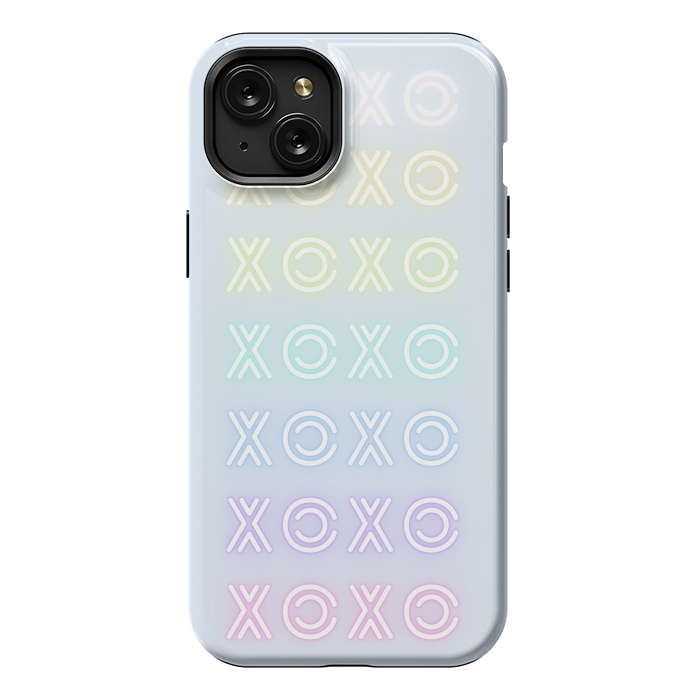 iPhone 15 Plus StrongFit Pastel neon XOXO typo Valentine by Oana 