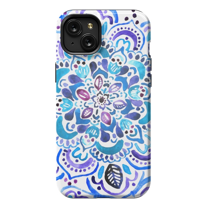 iPhone 15 Plus StrongFit Ocean Watercolour Mandala - Vivid by Tangerine-Tane
