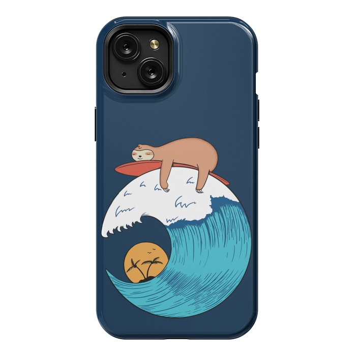 iPhone 15 Plus StrongFit Sloth Beach by Coffee Man