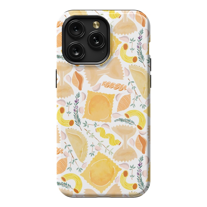 iPhone 15 Pro Max StrongFit Pasta Pattern on White by Tangerine-Tane