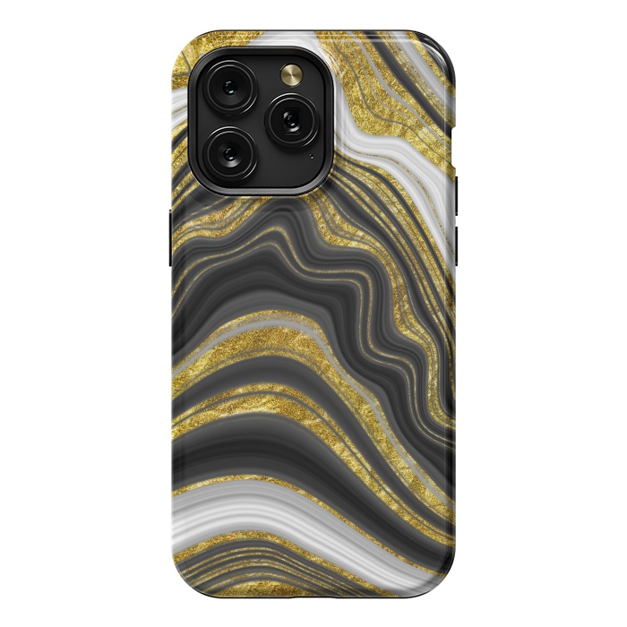 iPhone 15 Pro Max StrongFit elegant marble golden waves by haroulita