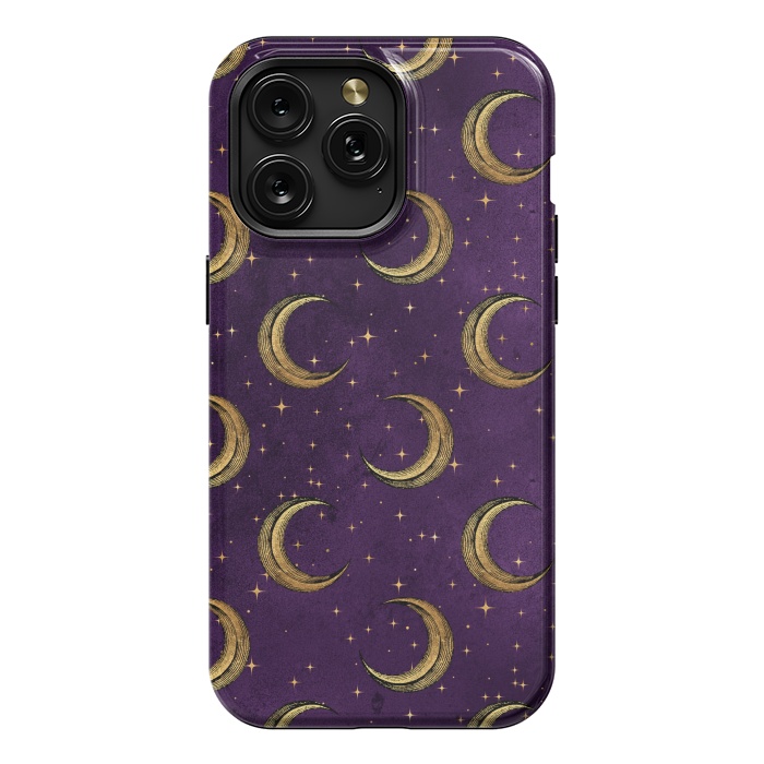 iPhone 15 Pro Max StrongFit gold moon in night sky by haroulita