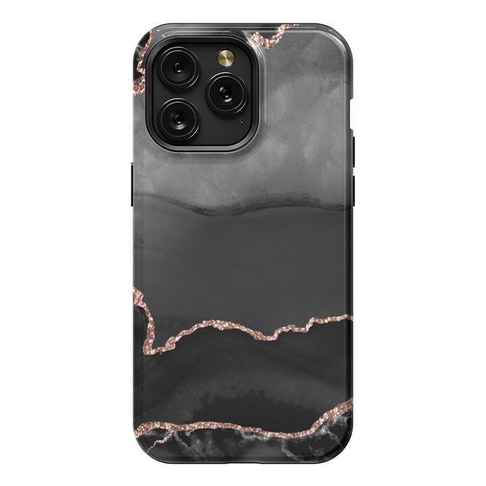 iPhone 15 Pro Max StrongFit black rosegold agate by haroulita
