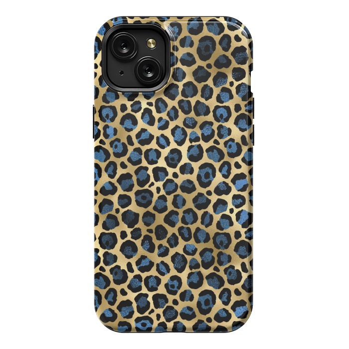 iPhone 15 Plus StrongFit blue leopard print by haroulita