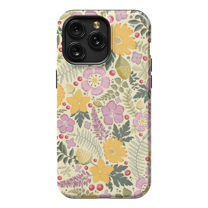 iPhone 15 Pro Max StrongFit Olive's Garden in Yellow and Pink by Paula Ohreen