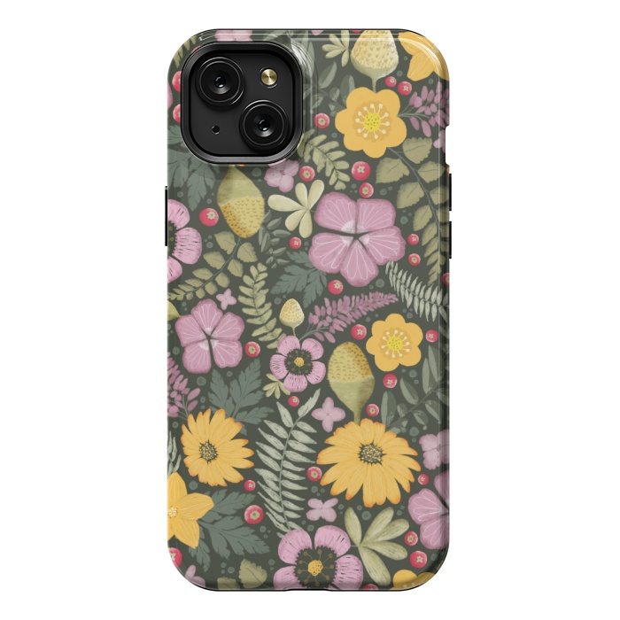 iPhone 15 Plus StrongFit Olive's Garden on Dark Gray by Paula Ohreen