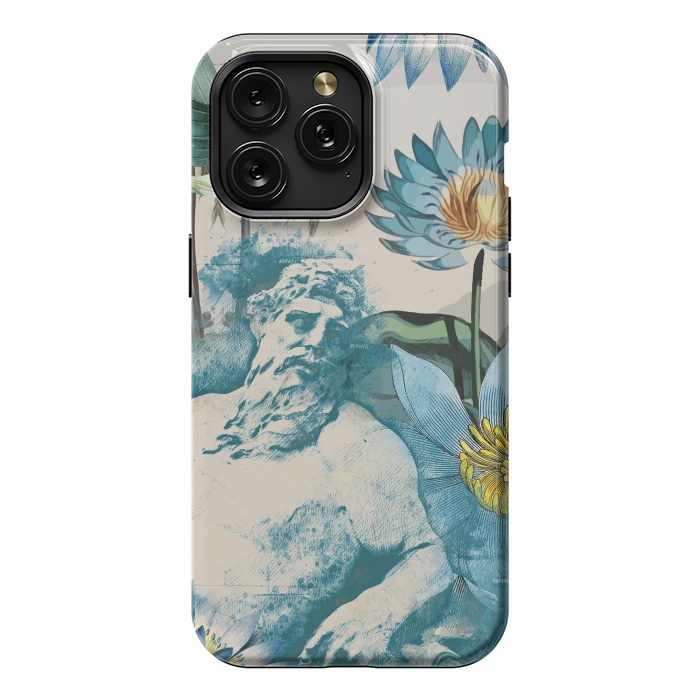 iPhone 15 Pro Max StrongFit Statue, tropical leaves, lotus petals - retro collage by Oana 