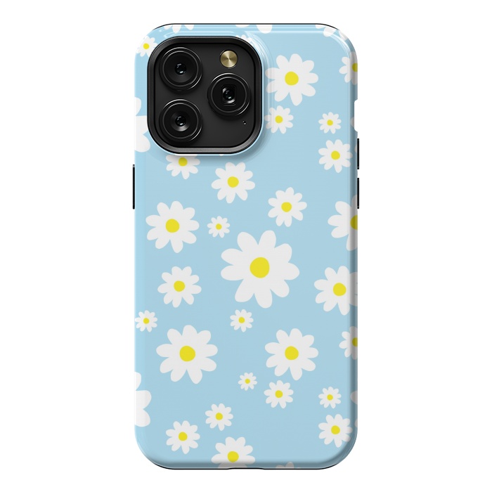 iPhone 15 Pro Max StrongFit Blue Daisy Flower Pattern by Julie Erin Designs