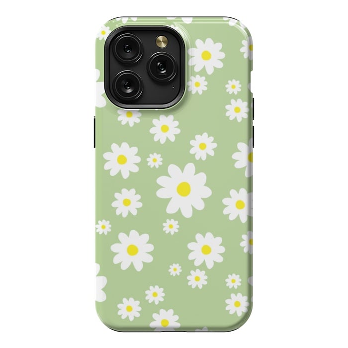 iPhone 15 Pro Max StrongFit Spring Green Daisy Flower Pattern by Julie Erin Designs
