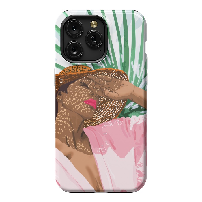 iPhone 15 Pro Max StrongFit Sunshine in My Soul | Black Woman Tropical Travel | Modern Boho Palm Summer Vacation Fashion by Uma Prabhakar Gokhale