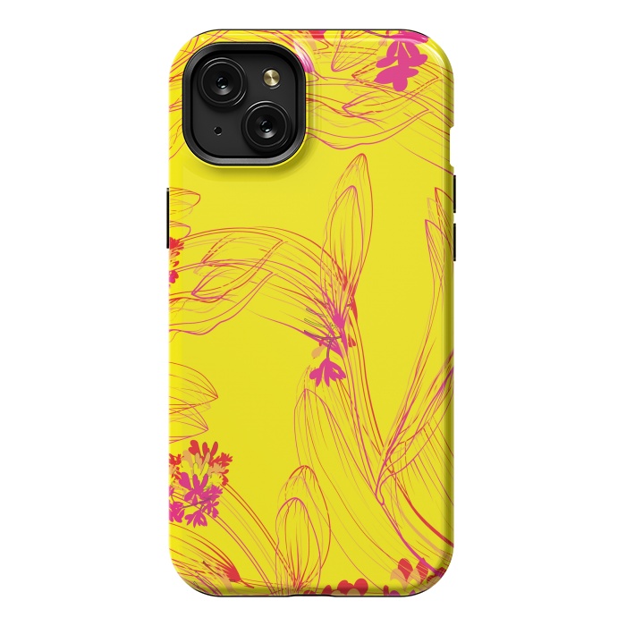 iPhone 15 Plus StrongFit abstract pink yellow florals by MALLIKA