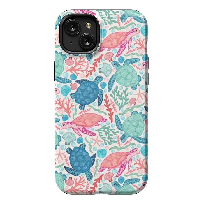 iPhone 15 Plus StrongFit Paradise Beach Turtles by Tangerine-Tane
