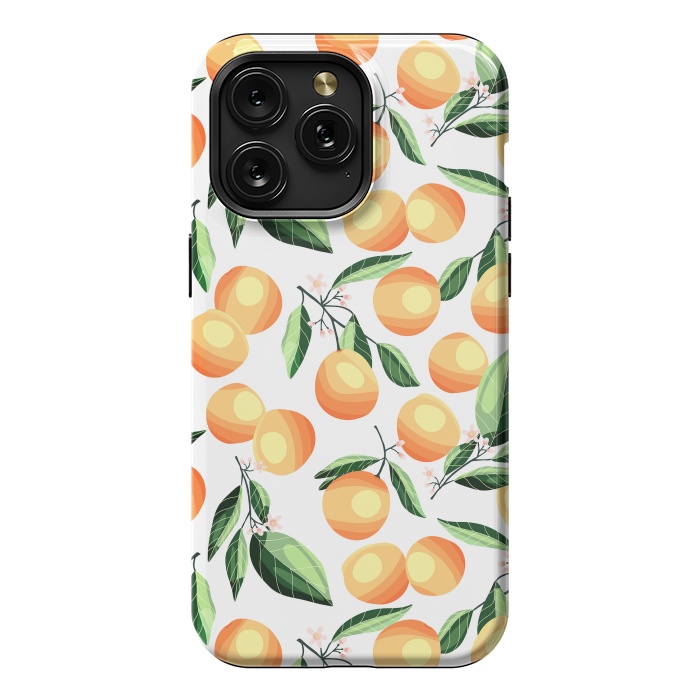 iPhone 15 Pro Max StrongFit Orange pattern, on white by Jelena Obradovic